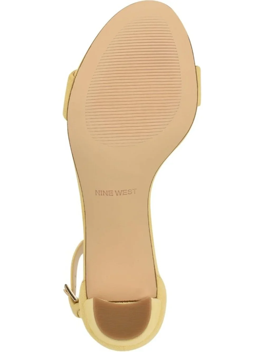 Women's Yellow Suede Round Toe Ankle Strap Wnpruce Block Heeled Sandal Shoes